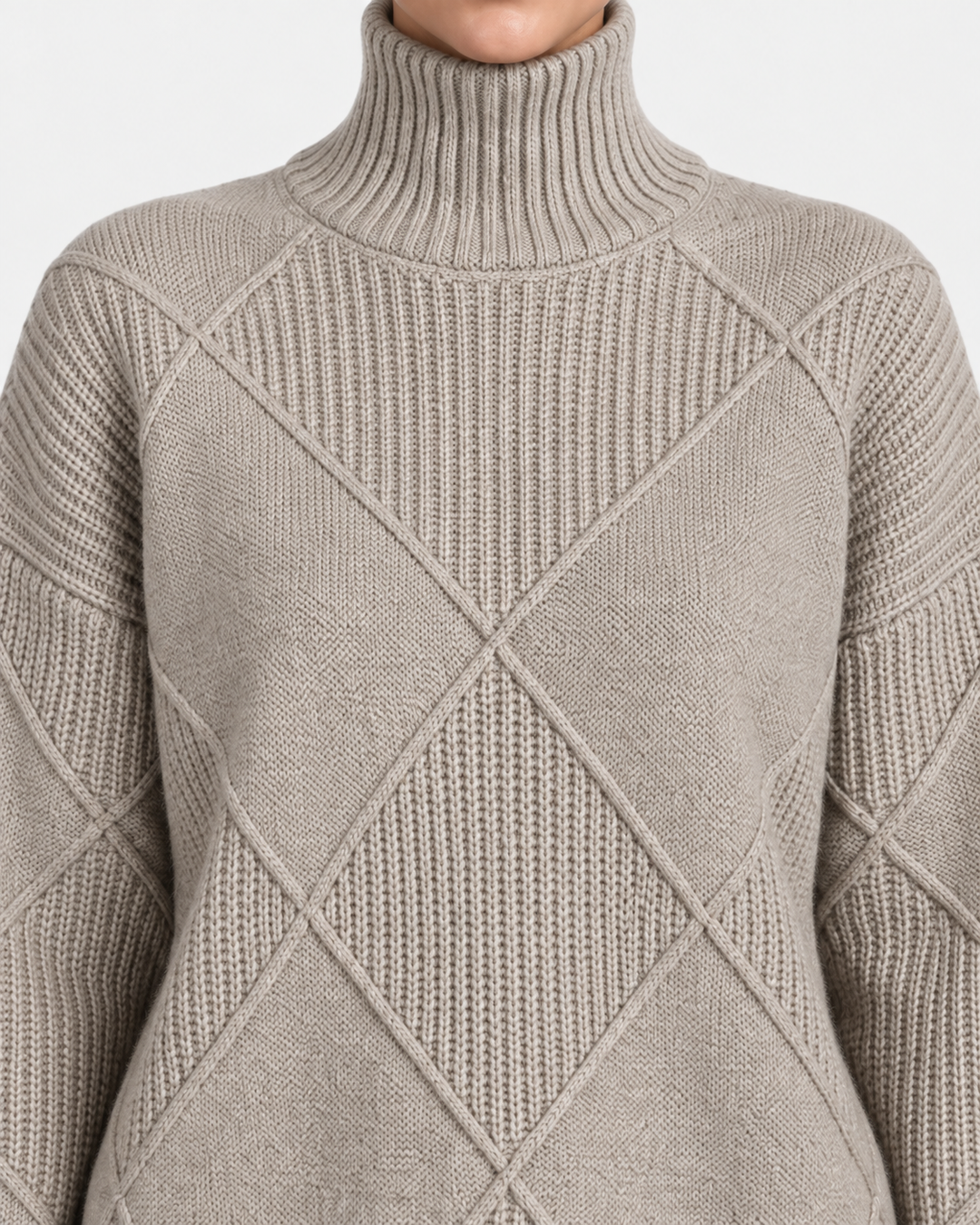 Textured Turtleneck Sweater for Women in Relaxed Fit, view 2 - Elena Harper
