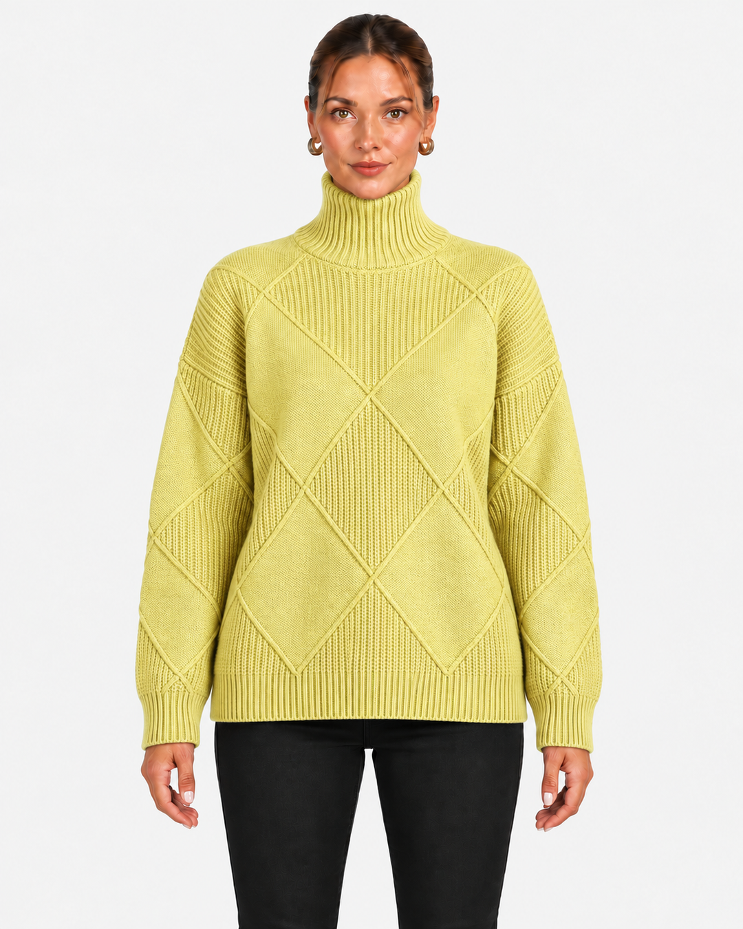 Textured Turtleneck Sweater for Women in Relaxed Fit, view 6 - Elena Harper
