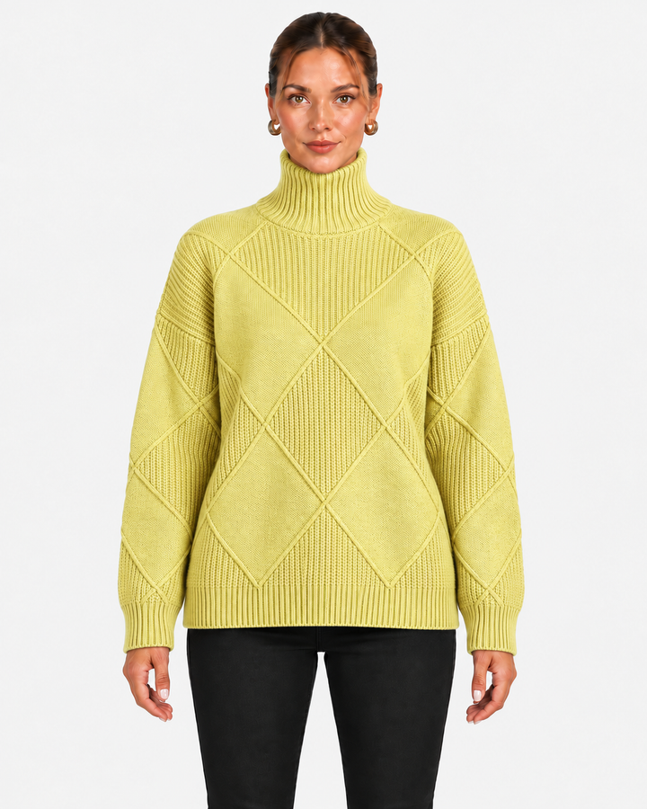 Textured Turtleneck Sweater for Women in Relaxed Fit, view 6 - Elena Harper