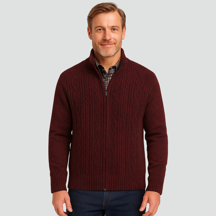 Soft Men's Zip Vest with Cable Knit Pattern