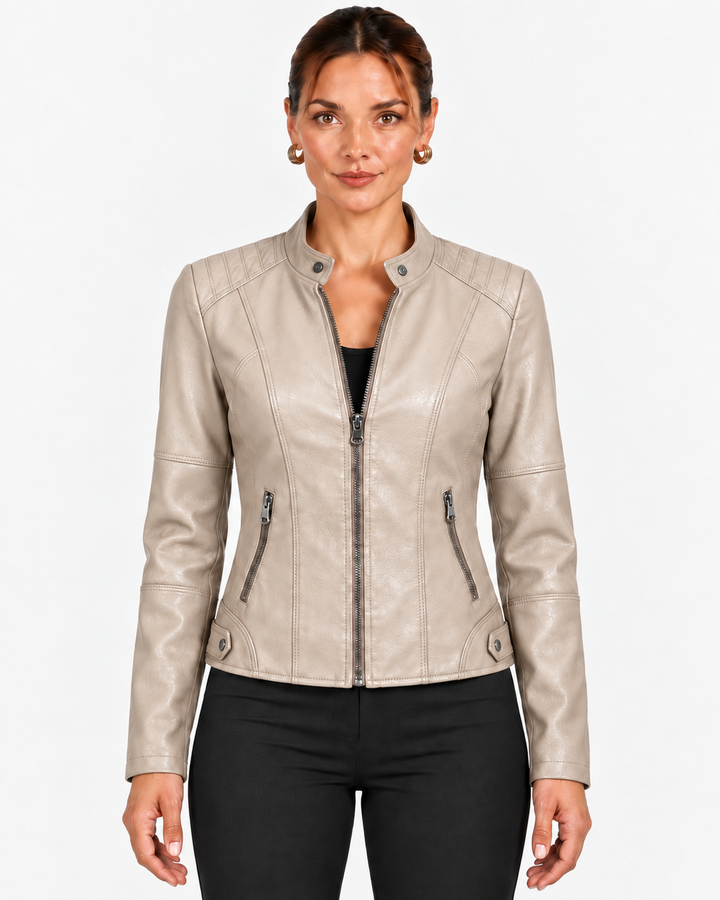 Women's Jacket with High Collar and Fitted Waist