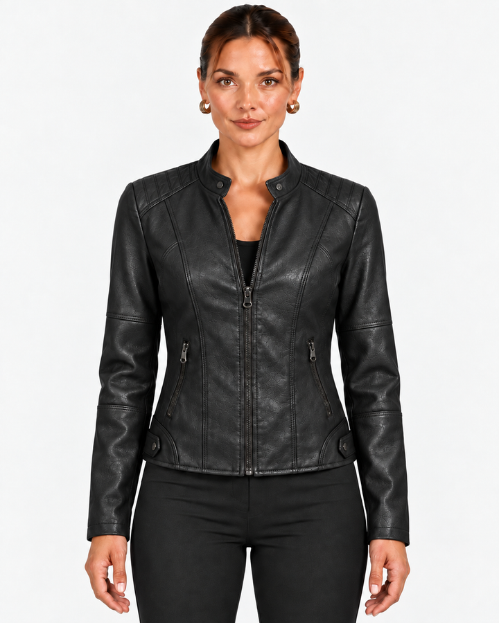 Women's Jacket with High Collar and Fitted Waist