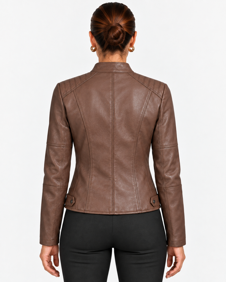 Women's Jacket with High Collar and Fitted Waist