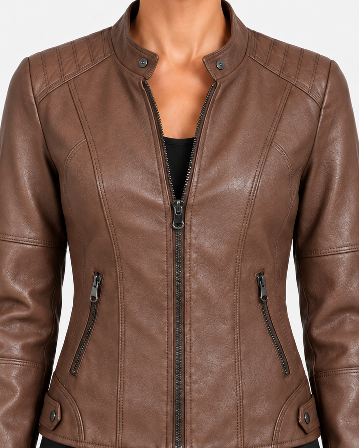 Women's Jacket with High Collar and Fitted Waist