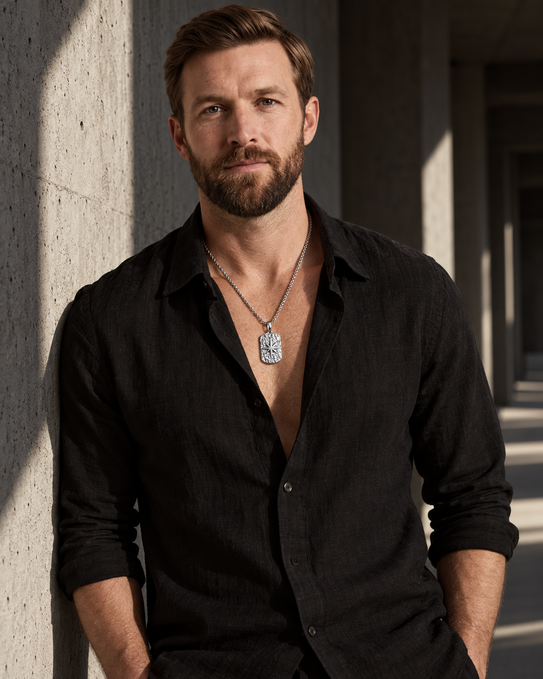 Silver Necklace with Ibiza Pendant for Men