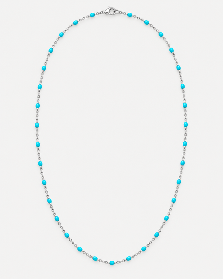 Silver Chain Necklace with Colored Stones for Men