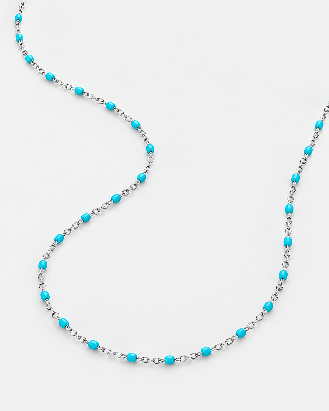 Silver Chain Necklace with Colored Stones for Men
