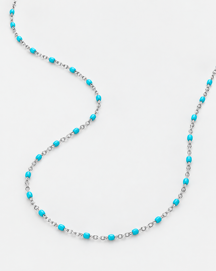 Silver Chain Necklace with Colored Stones for Men