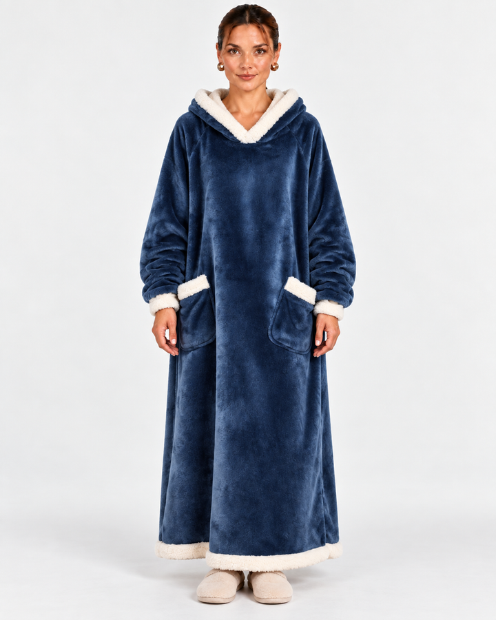 Long Plush Hooded Bathrobe For Women