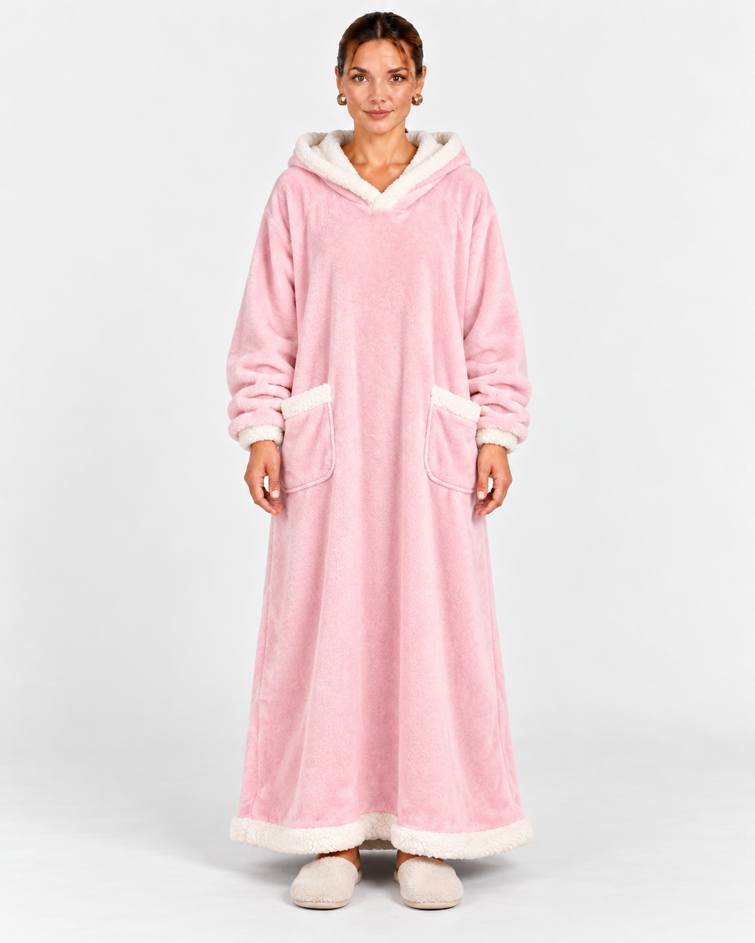 Long Plush Hooded Bathrobe For Women