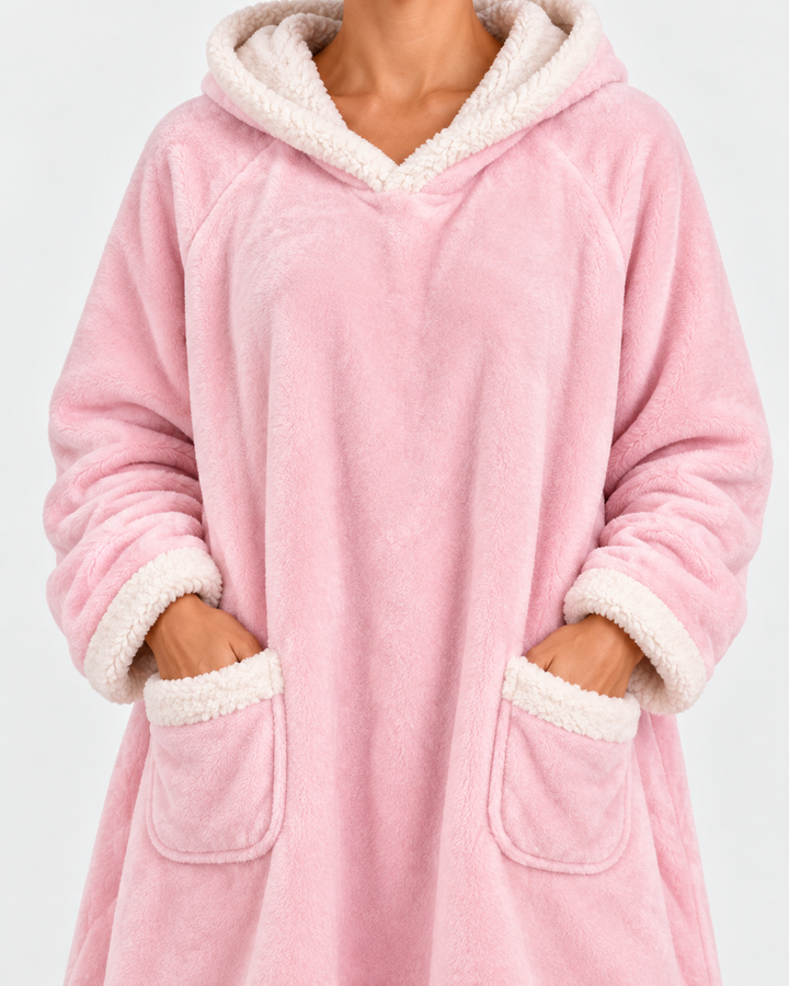 Long Plush Hooded Bathrobe For Women