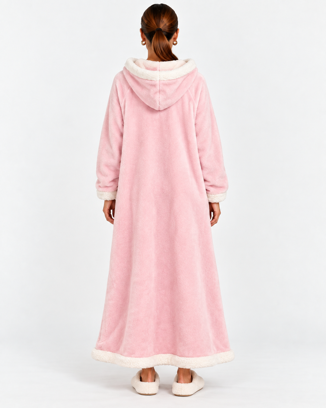 Long Plush Hooded Bathrobe For Women