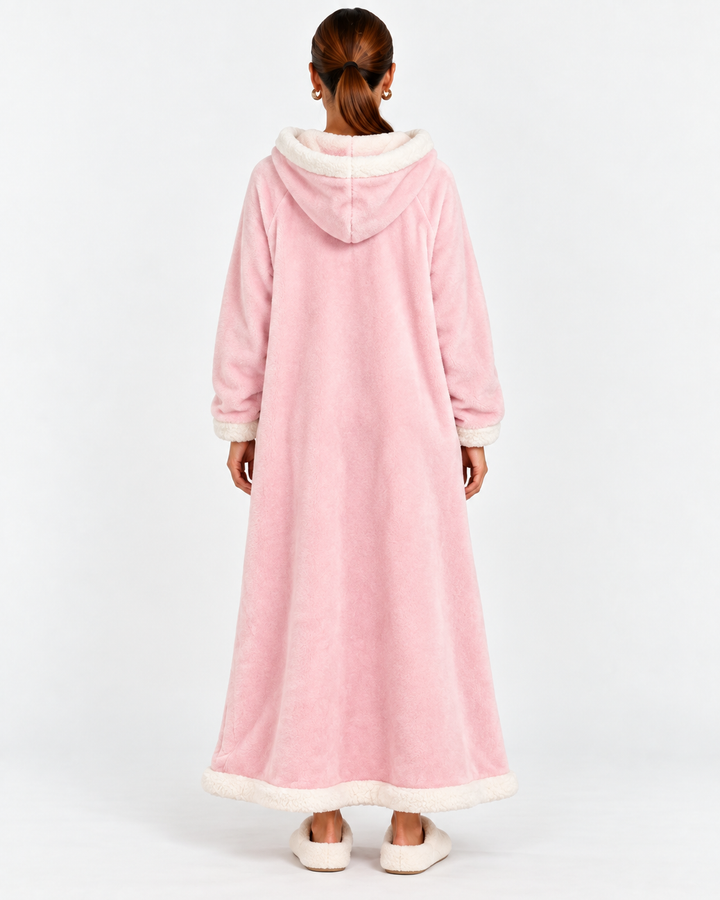 Long Plush Hooded Bathrobe For Women