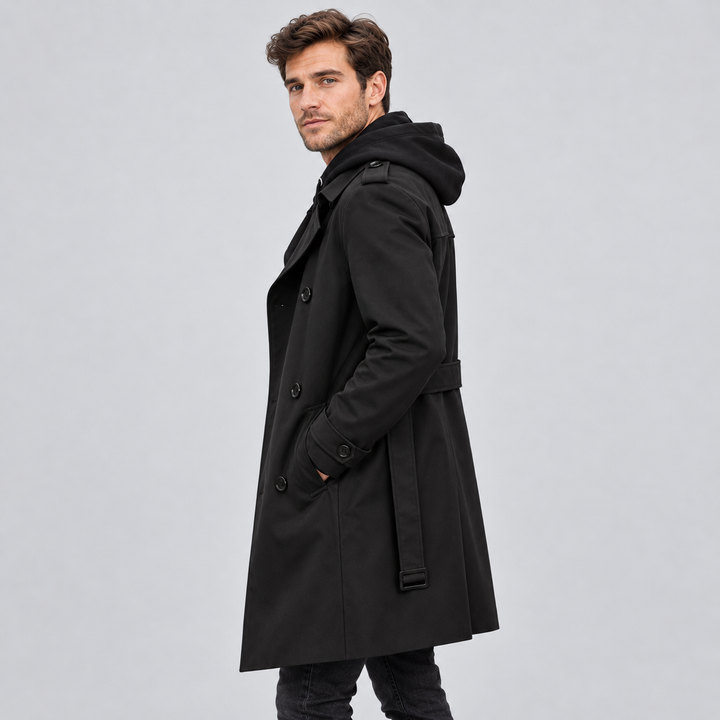 Tailored Men's Trench Coat Montarello, Double-Breasted