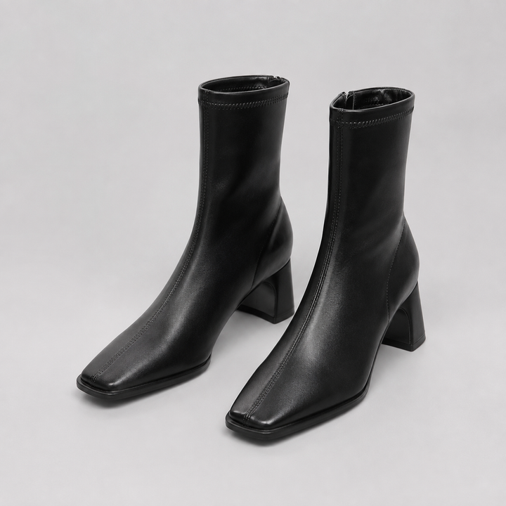 Montarello Women's Ankle Boots with Square Toe and Block Heel