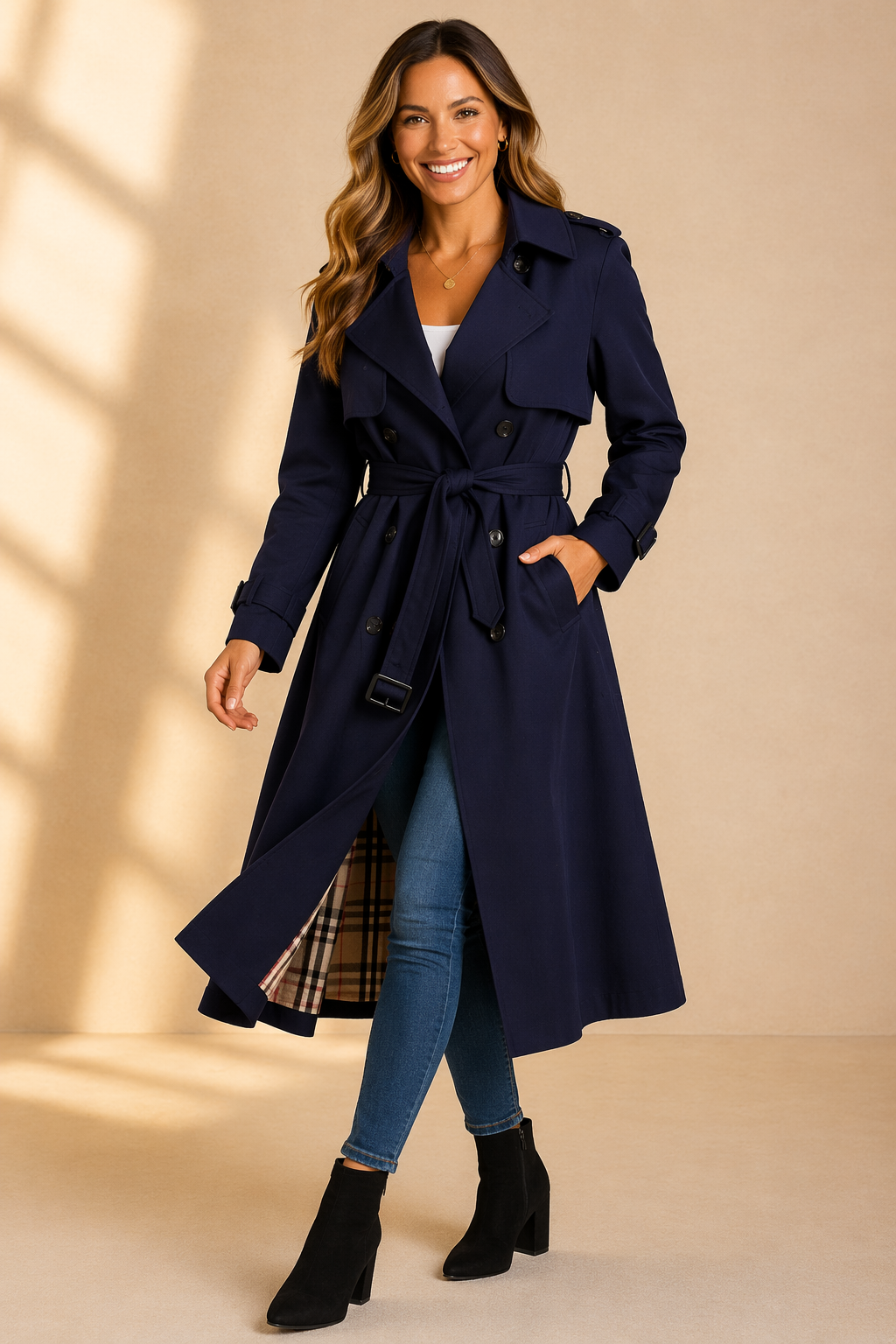 Beatrice | Women Belted Double Breasted Long Trench Coat
