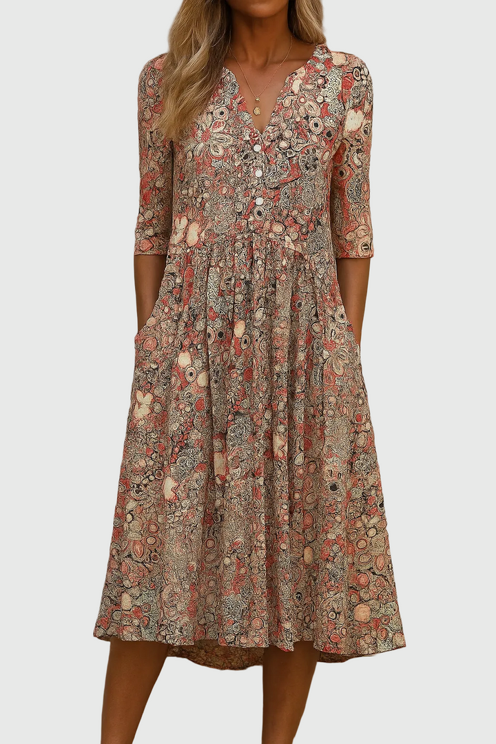 Harlow | Elegant Midi Dress with V-Neck