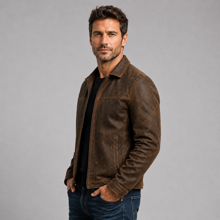 Men's Montarello Jacket, Leather Look and Zipped