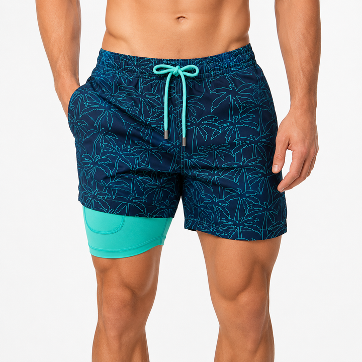 Men's Montarello Summer Quick-Dry Swim Shorts with Compression Liner