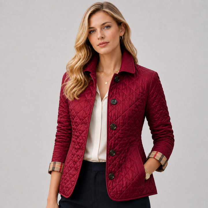 Montarello Women's Quilted Jacket Collared Button Front