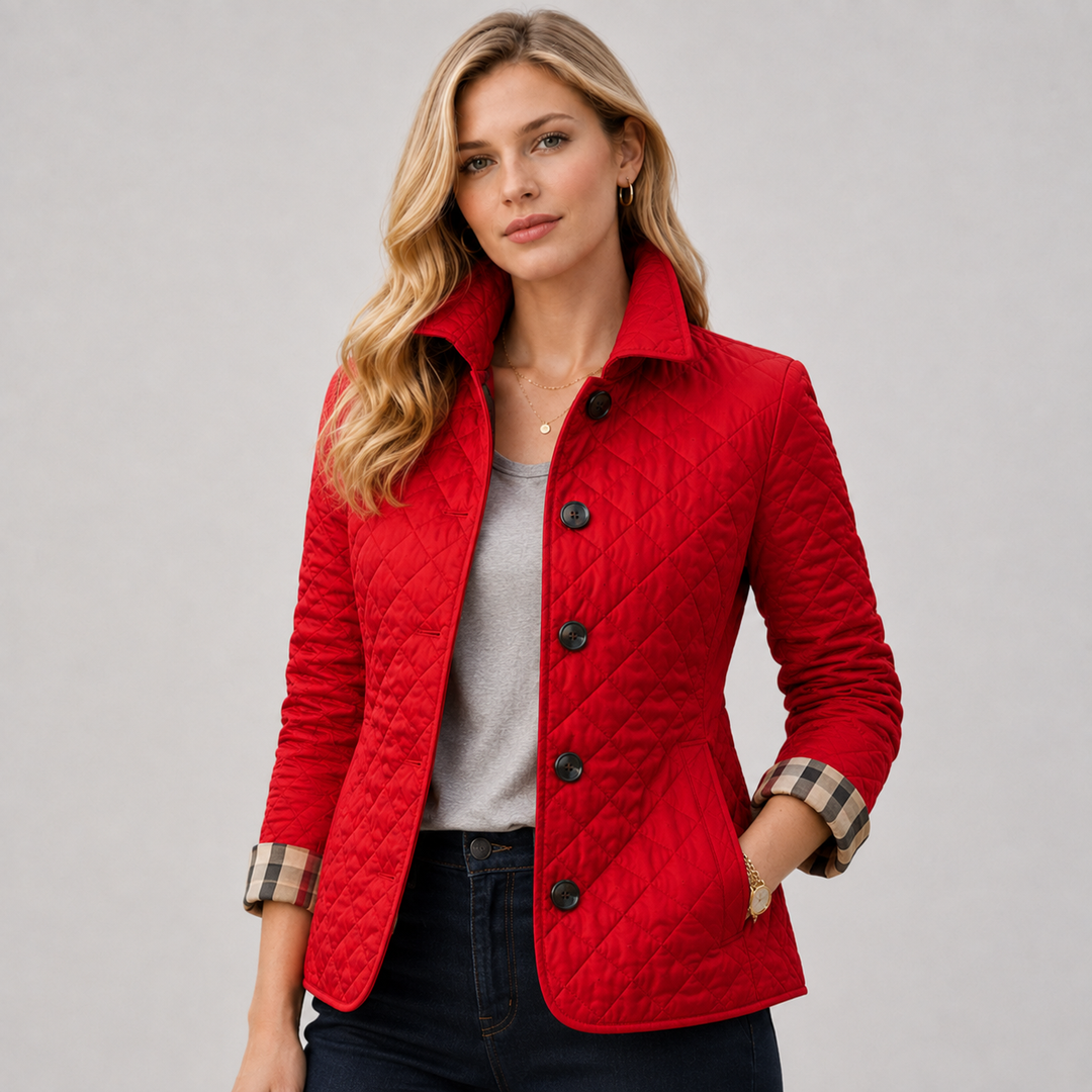 Montarello Women's Quilted Jacket Collared Button Front