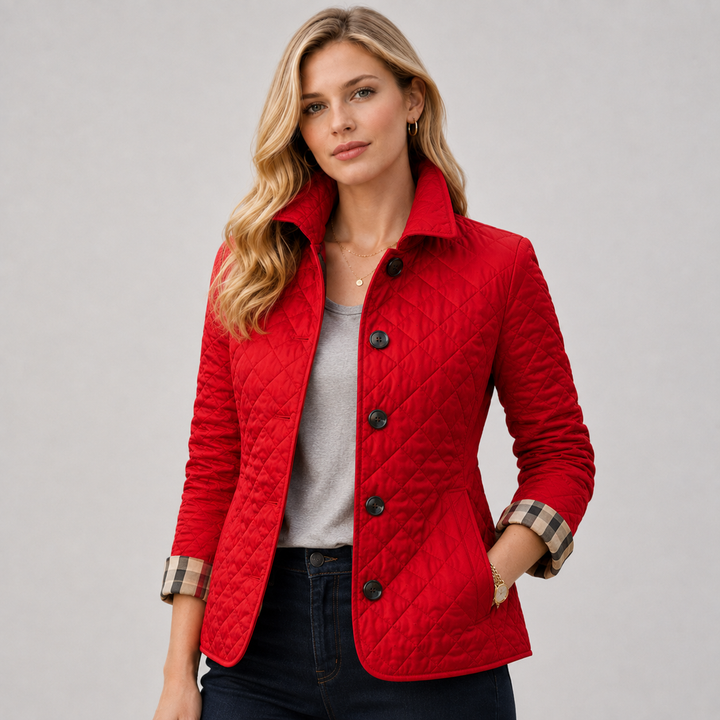 Montarello Women's Quilted Jacket Collared Button Front