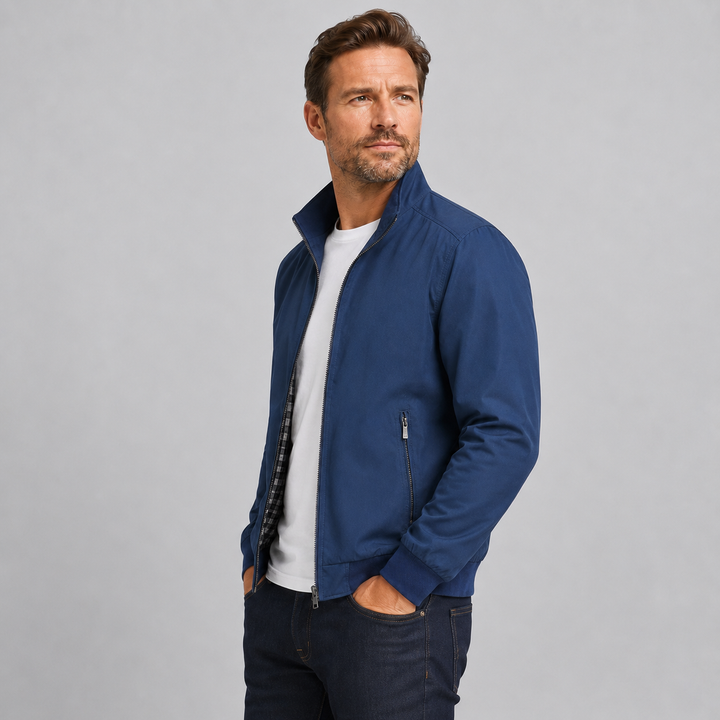 Slim Fit Men's Montarello Aviator Jacket with Stand-Up Collar
