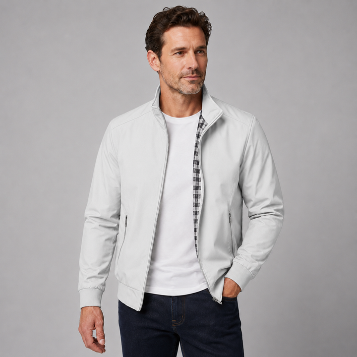Slim Fit Men's Montarello Aviator Jacket with Stand-Up Collar