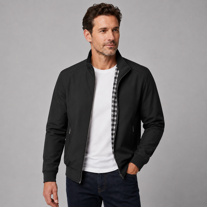 Slim Fit Men's Montarello Aviator Jacket with Stand-Up Collar