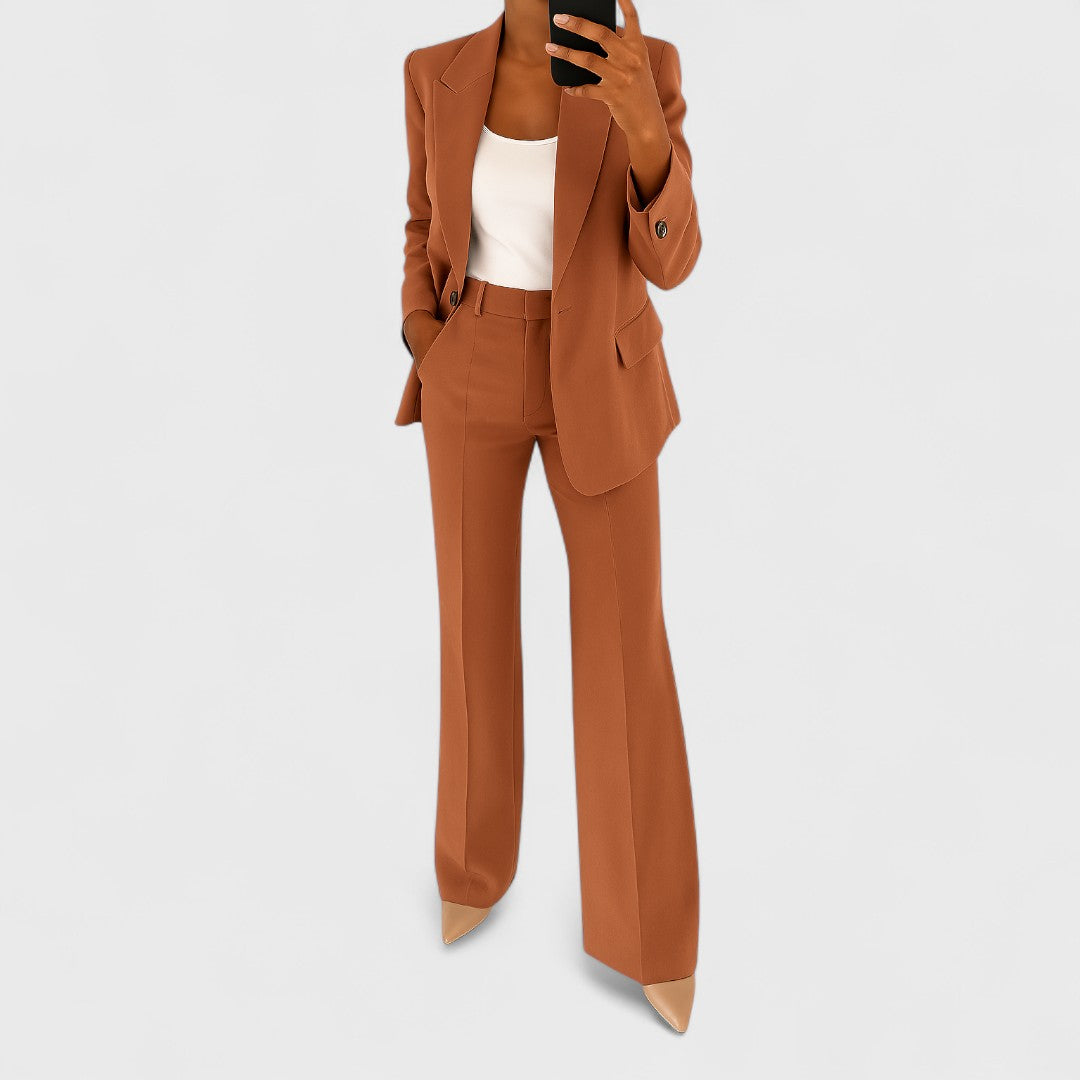 Women's Suit Set with Blazer and Wide Pants