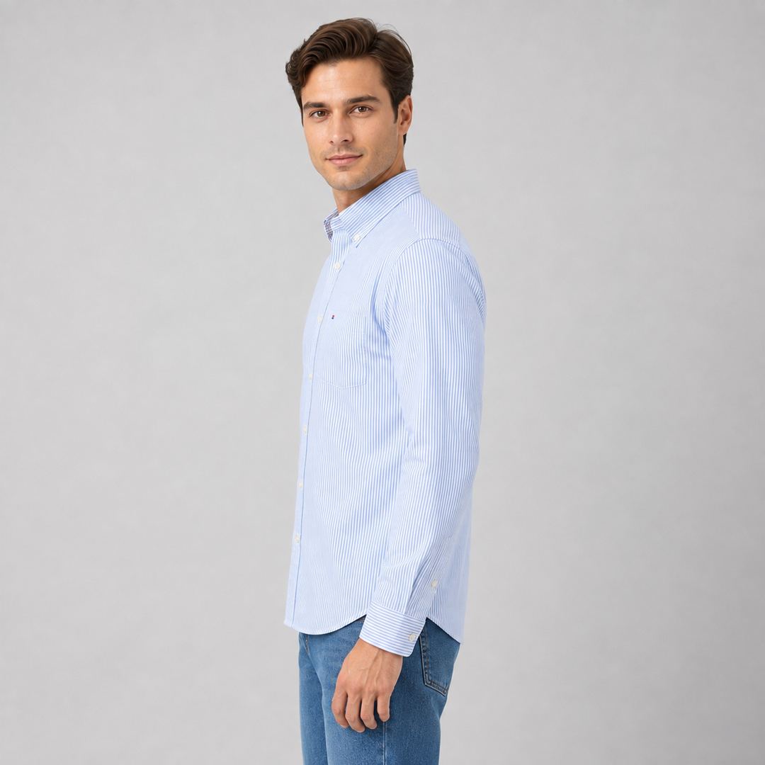 Montarello Men's Long Sleeve Cotton Oxford Shirt