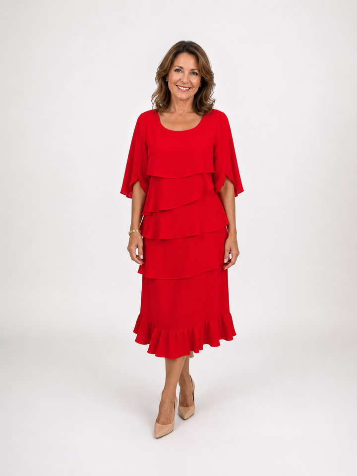 Midi Dress for Women with Ruffles - Elegant and Timeless