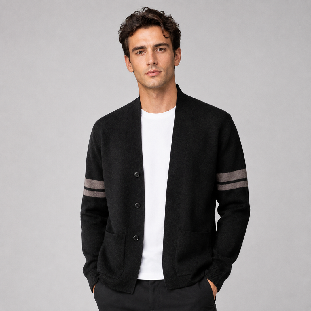 Men's Montarello Gilet with University Style Stripes on the Sleeves