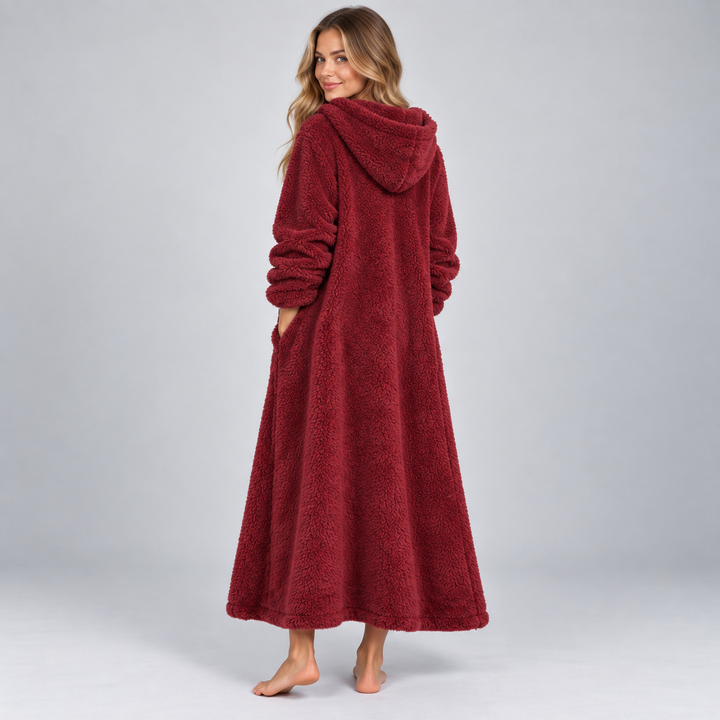 Montarello Women's Teddy Dress Hooded Borg Midi