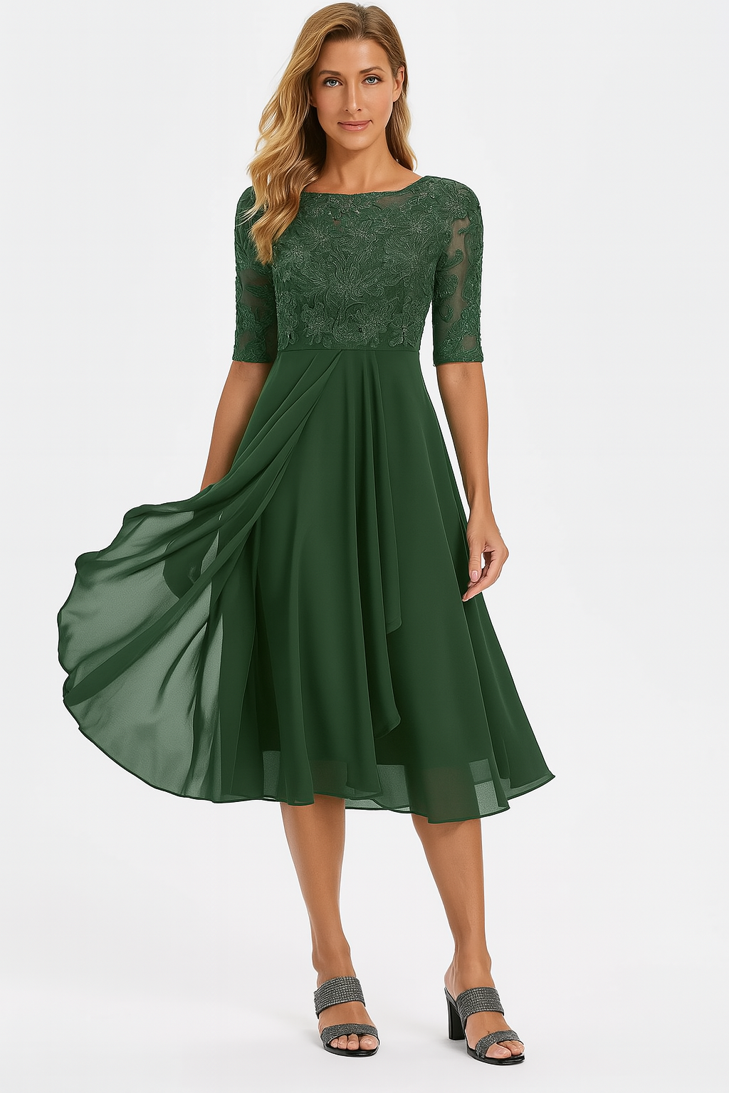 Ariel | Women A Line Lace Midi Dress