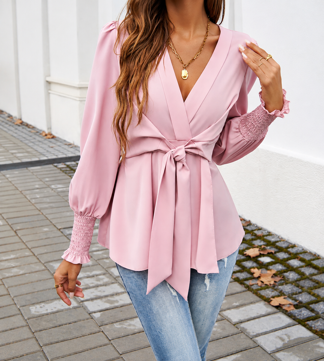 Blair Elegant Tie-front Blouse - Elena Harper