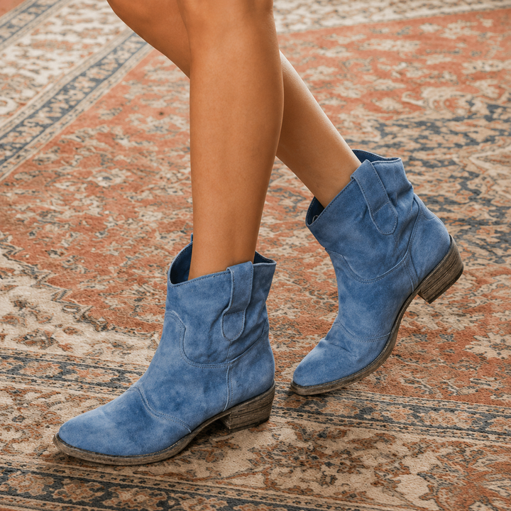 Charwell Suede Western Ankle Boots - Elena Harper