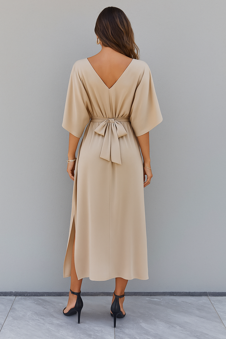 Esmeralda | Women's maxi dress with V-neck and side slit, loose fit