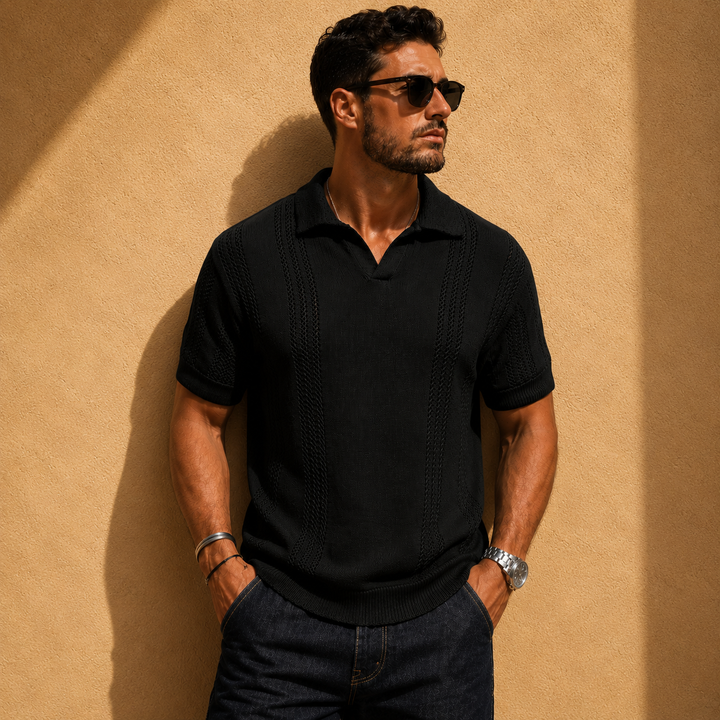 Laurent Monaco Mesh Polo for Men, view 3 - Elena Harper