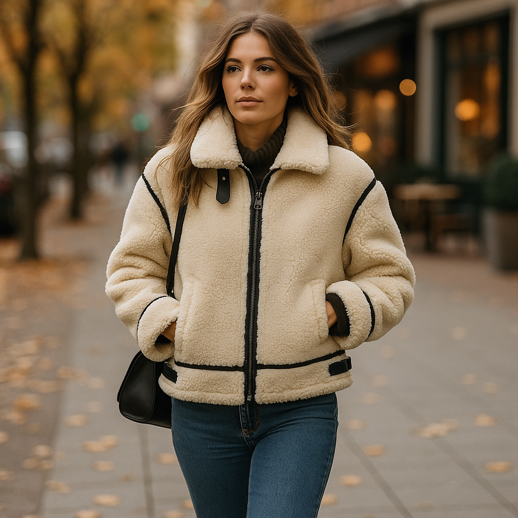 Women’s Plush Jacket with Defined Edges - Salma