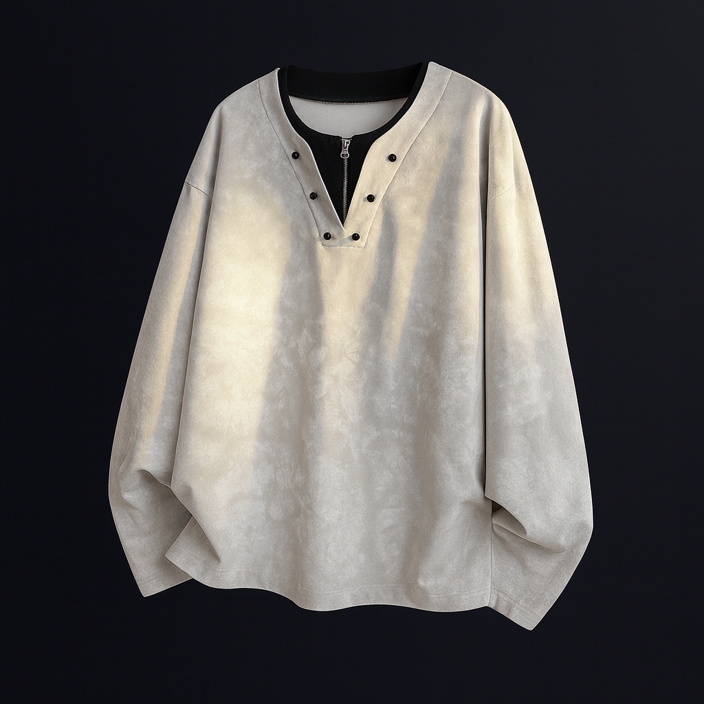 Men's Oversized Loungewear Set with Zip Top and Wide Leg Pants