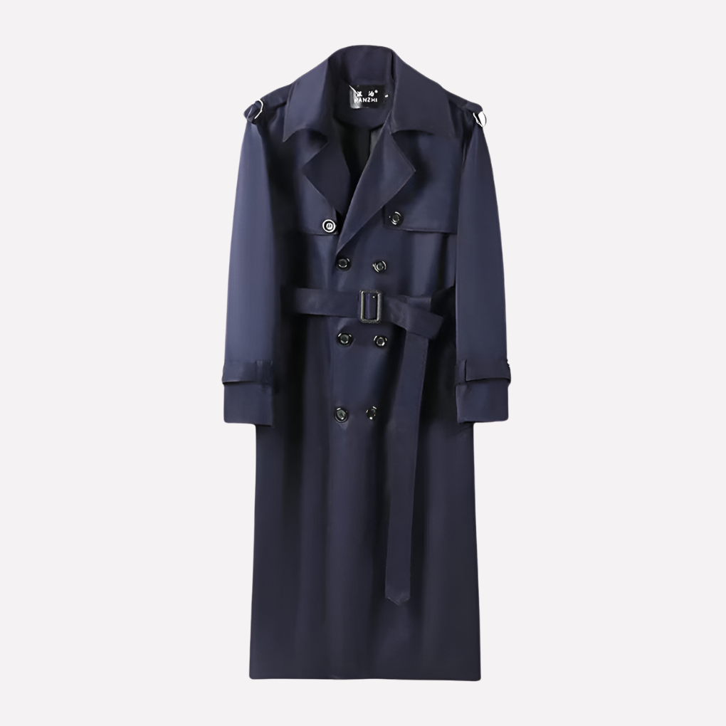 Men's Trench Coat with Belt in Knee-Length