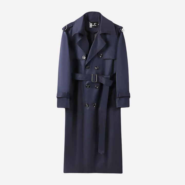 Men's Trench Coat with Belt in Knee-Length