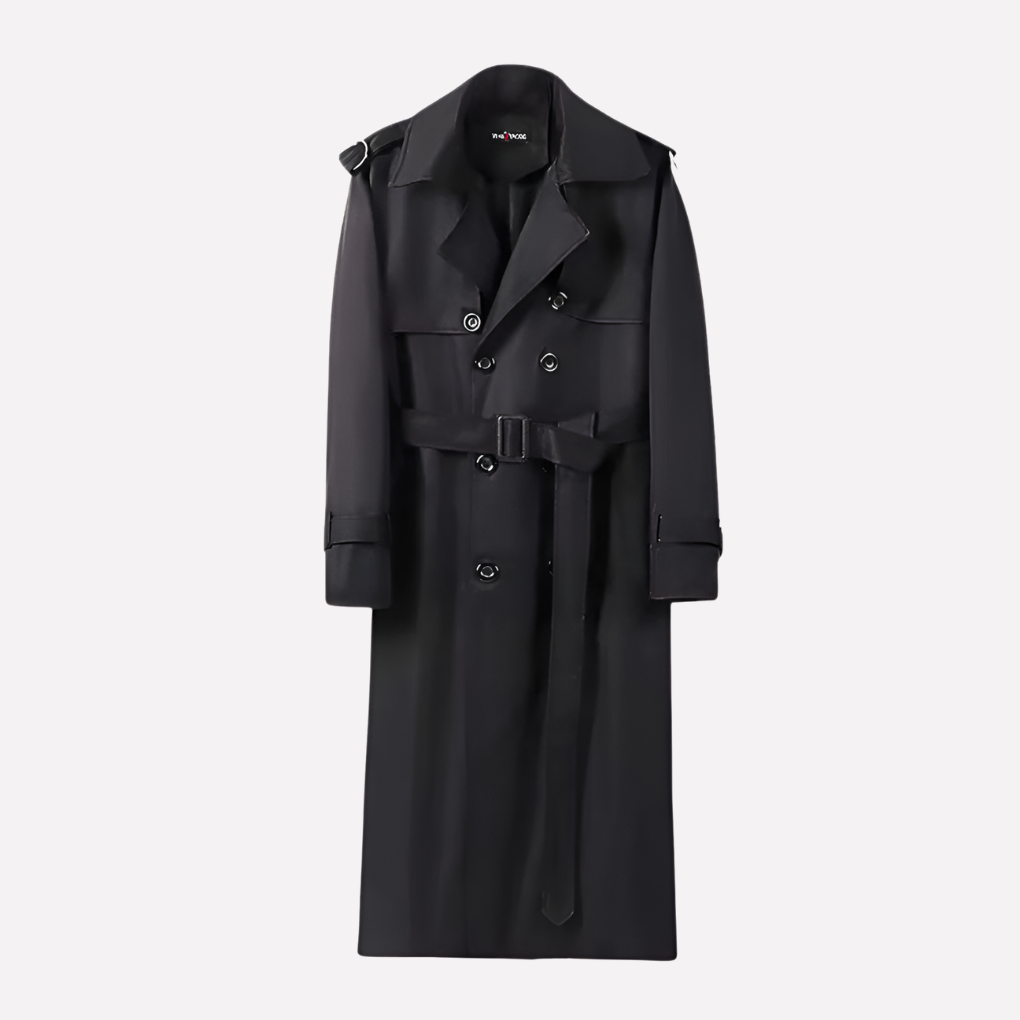 Men's Trench Coat with Belt in Knee-Length