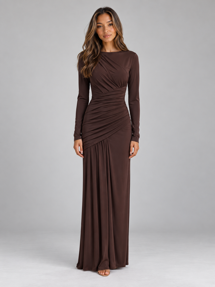 Women’s Long Sleeve Ruched Maxi Dress