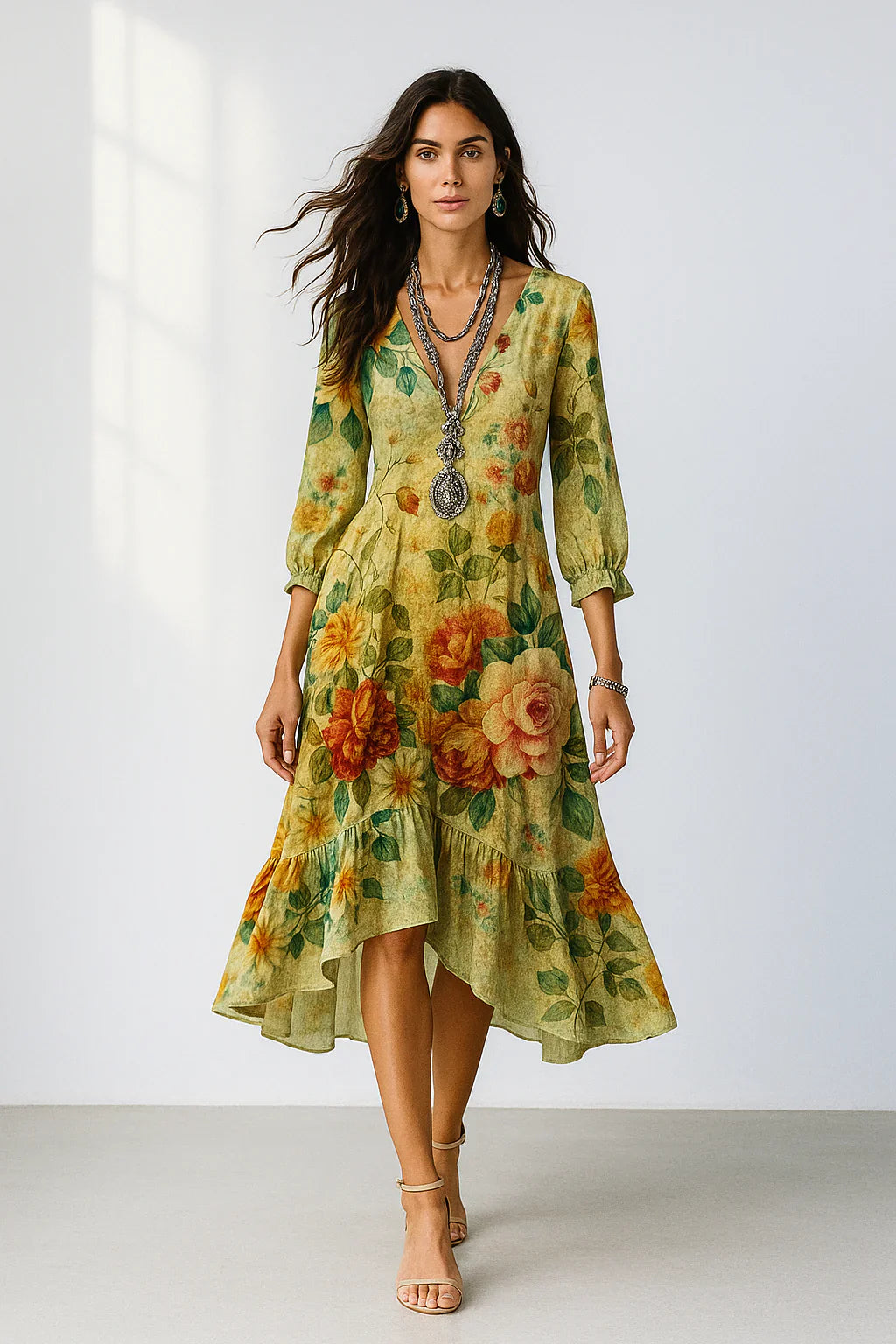 Debra Maxi Dress with Floral Prints - Elena Harper