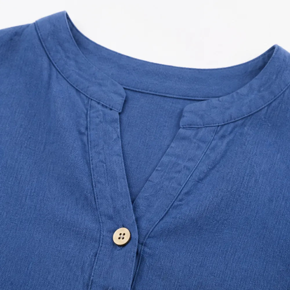 Amberlys Airy Blouse with V-Neck and Buttons - Elena Harper
