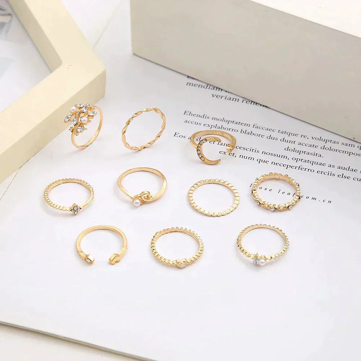 10 Pairs of Bohemian Silver and Gold Rings - Elena Harper