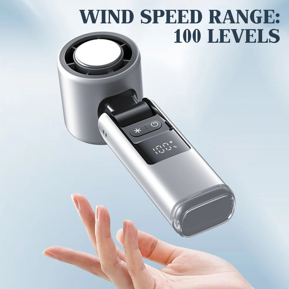 HandyFan Pro - Portable Folding Fan with Digital Display and 4000mAh Battery