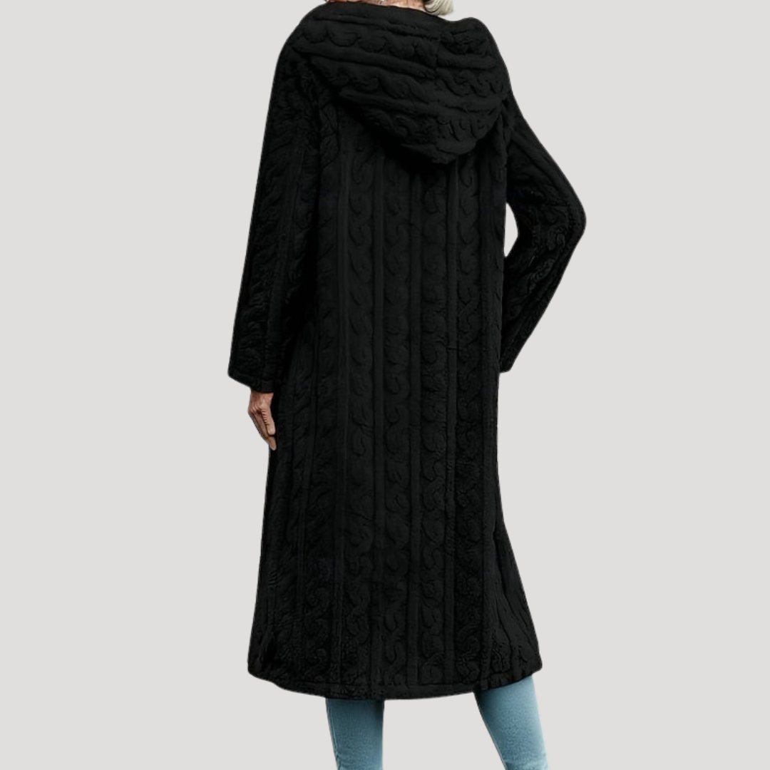 Women's Long Textured Hooded Coat